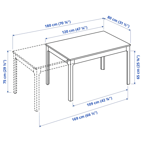 IKEA EKEDALEN Extendable Table 120 180x80CM Dark Brown Dining
